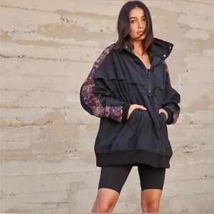 FP Movement by Free People Black Bomber Jacket with Purple Details